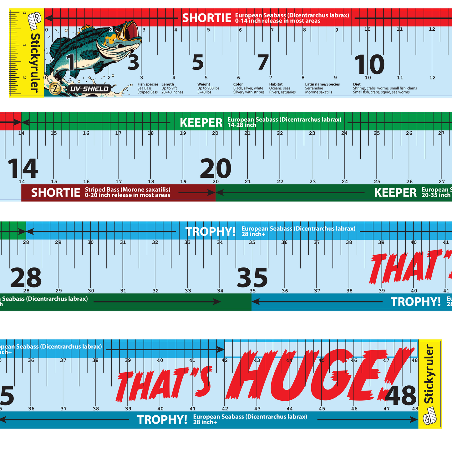 Imperial Fish Ruler Decal Sticker Heavy Duty Adhesive 48 inches Fishing Outdoors