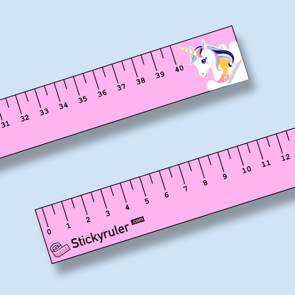 Kawaii Pink Bujo Ruler Decal Sticker Adhesive with Unicorn for Bullet Journal Arts and Crafts Drawing Sewing Cutting Desk