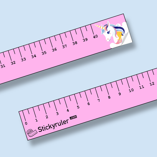 Kawaii Pink Bujo Ruler Decal Sticker Adhesive with Unicorn for Bullet Journal Arts and Crafts Drawing Sewing Cutting Desk