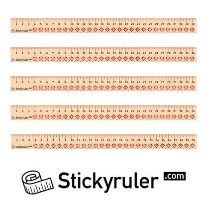 Arts & Crafts 5 Rulers Decals Sticker Set 30cm for Drawing Sewing Cutting Desk with Floral/Flower Pattern