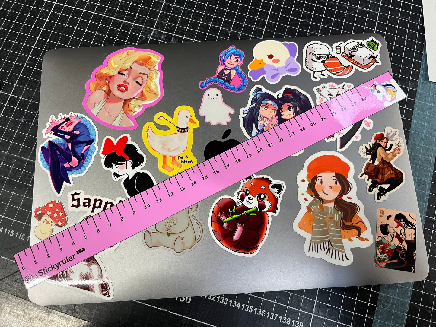 Kawaii Pink Bujo Ruler Decal Sticker Adhesive with Unicorn for Bullet Journal Arts and Crafts Drawing Sewing Cutting Desk