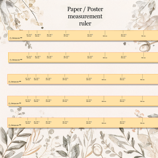 Paper / Poster Ruler Decal Sticker Adhesive with A0 A1 A2 A3 A4 A5 A6 A7 measurements